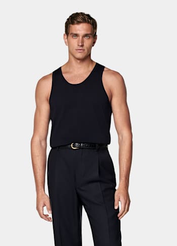 Navy Knitted Tank Top