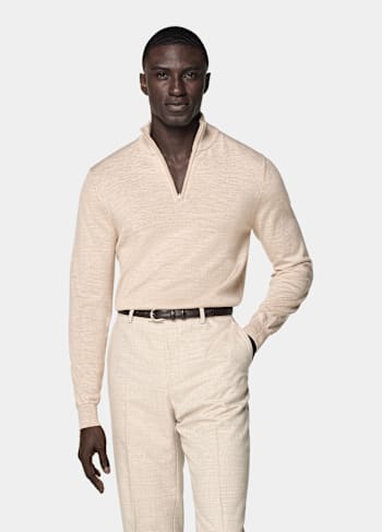 Sand Merino Half Zip