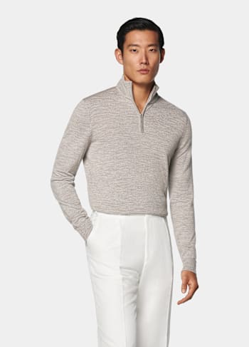 Taupe Merino Half Zip