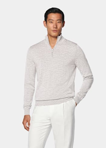Light Grey Merino Half Zip