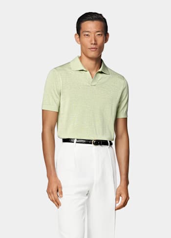 Light Green Buttonless Polo
