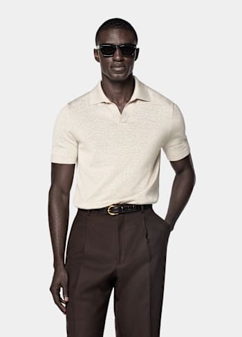 Sand Buttonless Polo