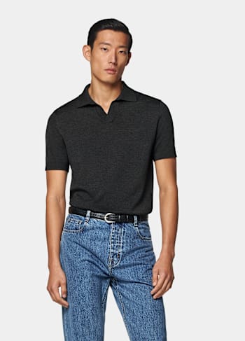 Dark Grey Buttonless Polo