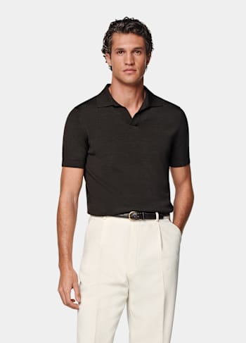 Dark Brown Buttonless Polo