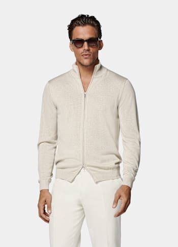 Sand Zip Cardigan