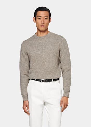 Sweter crewneck jasnobrązowy
