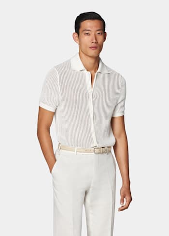 Off-White Crochet Polo Cardigan