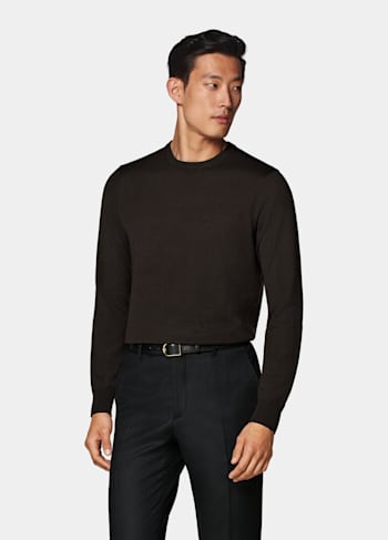 Dark Brown Merino Crewneck