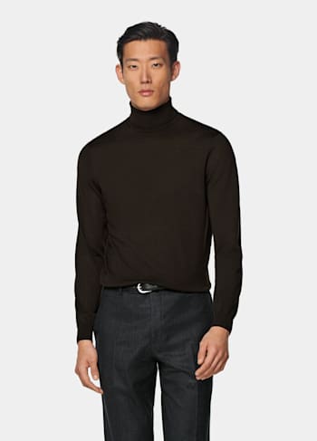 Dark Brown Merino Turtleneck