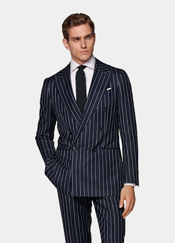 Mid Blue Striped Havana Suit