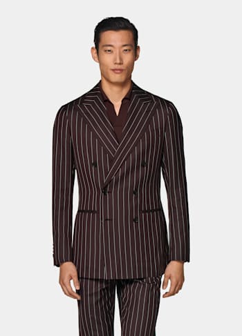 Burgundy Striped Havana Suit