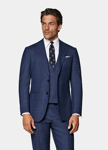 Mid Blue Three-Piece Tailored Fit Havana Suit