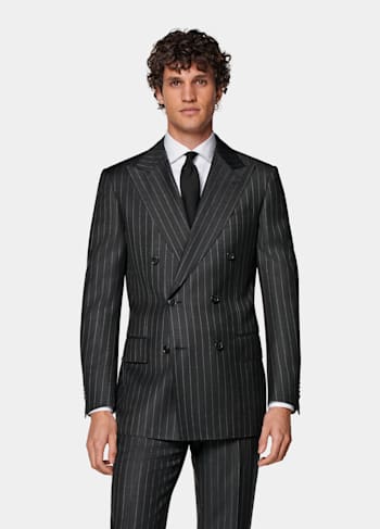 Dark Grey Striped Milano Suit