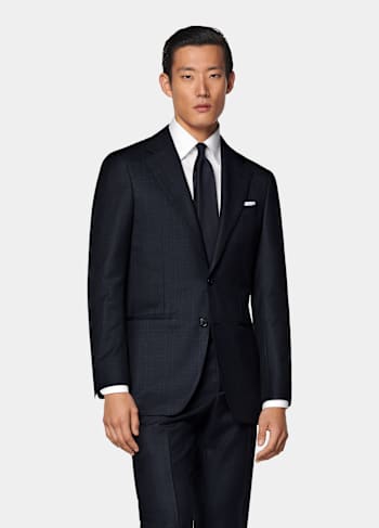 Traje Havana azul marino a cuadros corte Tailored