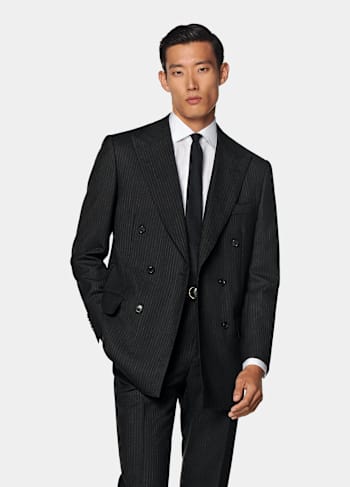 Milano Anzug schwarz gestreift Tailored Fit