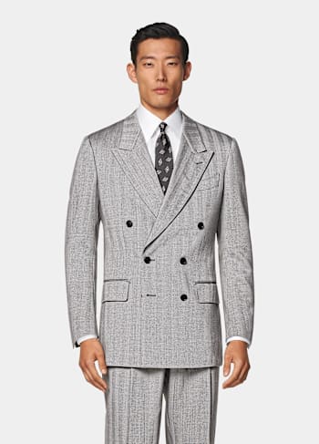 Grey Herringbone Tailored Fit Milano Suit