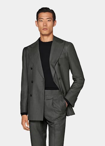 Dark Grey Herringbone Perennial Havana Suit