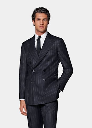 Navy Striped Tailored Fit Havana Suit