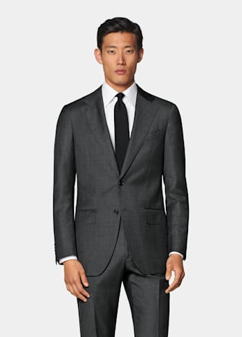 Dark Grey Houndstooth Tailored Fit Havana Suit