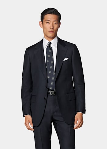 Navy Striped Tailored Fit Milano Suit