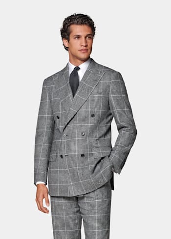 Costume Milano coupe Tailored gris moyen à carreaux