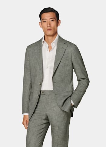 Mid Green Houndstooth Perennial Tailored Fit Havana Suit