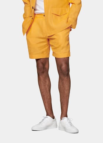 Yellow Pleated Bosa Shorts