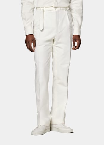 Spodnie z paskiem Sortino w odcieniu bieli