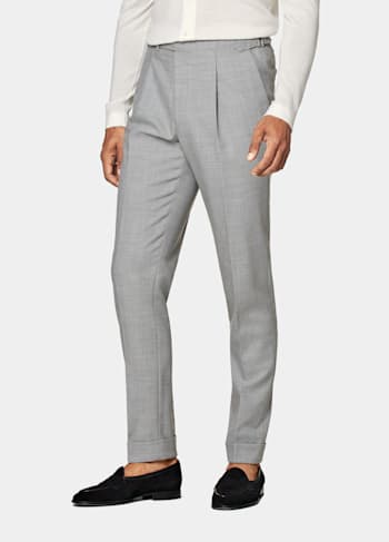  Light Grey Pleated Vigo Pants