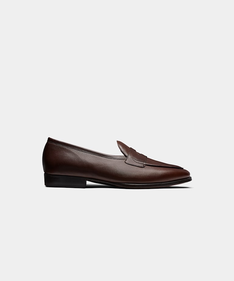 SUITSUPPLY Italian Calf Leather Brown Penny Loafer