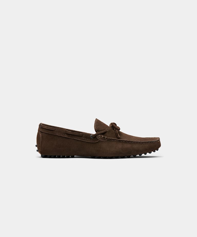 SUITSUPPLY Italian Calf Suede Mid Brown Driving Moccasins