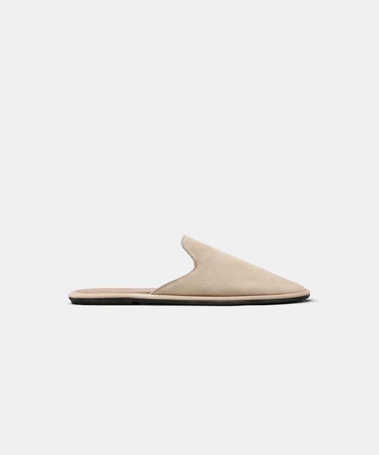 SUITSUPPLY Italian Calf Suede Brown Slide