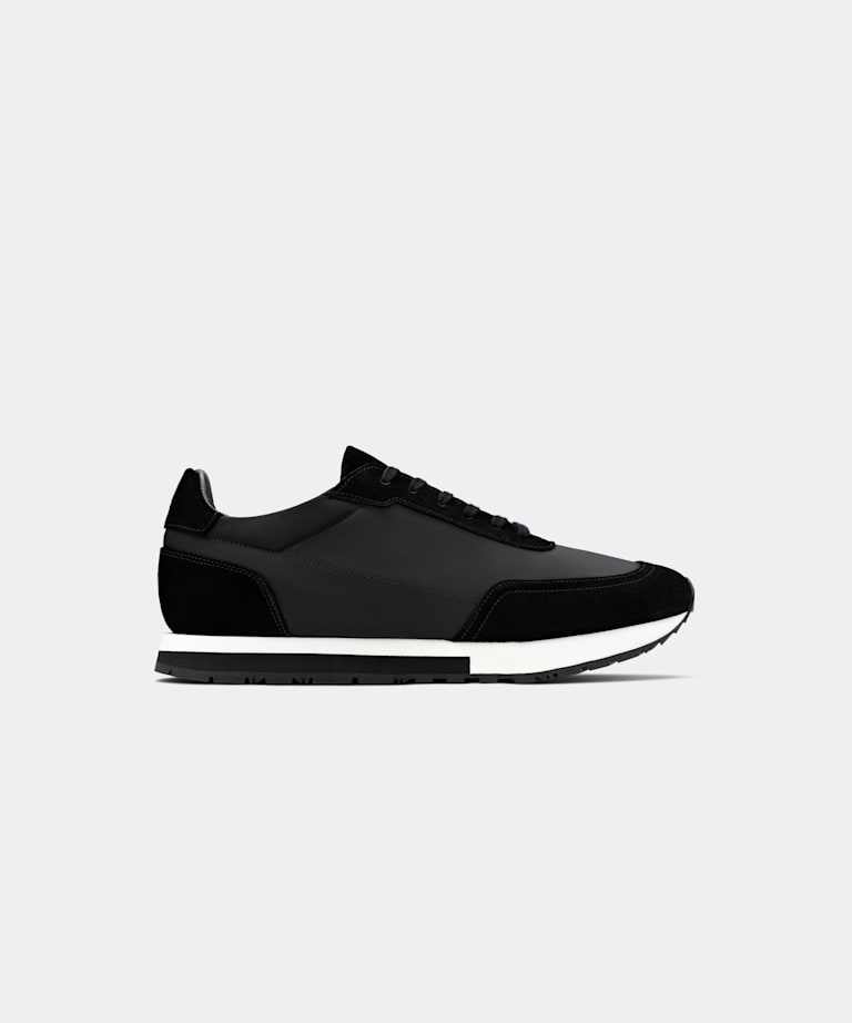 SUITSUPPLY Cuir suédé et maille filet Sneakers noires