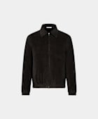 Dark Brown Corduroy Bomber Jacket