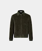 Dark Green Corduroy Bomber Jacket