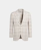Light Taupe Checked Relaxed Fit Roma Blazer