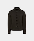 Dark Brown Long Sleeve Polo Cardigan