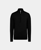 Black Merino Half Zip
