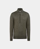 Mid Green Merino Half Zip