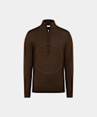 Mid Brown Merino Half Zip