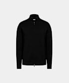 Black Merino Zip Cardigan