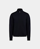 Navy Merino Zip Cardigan