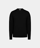 Black Ribbed Merino Crewneck