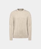 Light Brown Ribbed Merino Crewneck