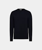 Navy Ribbed Merino Crewneck