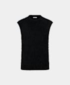 Black Shaggy Sleeveless Crewneck