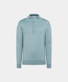 Light Blue Merino Long Sleeve Polo