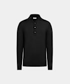 Dark Grey Merino Long Sleeve Polo