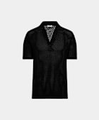 Black Crochet Buttonless Polo