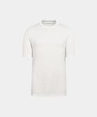 Col rond jacquard &agrave; manches courtes blanc cass&eacute;